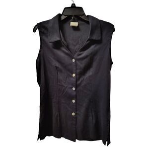 Hillard & Hanson Black Large Sleeveless Button Up Collar Vest